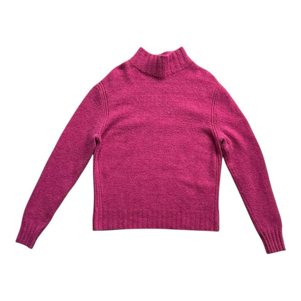Point Sur Magenta Merino Wool Blend Mock Neck Sweater